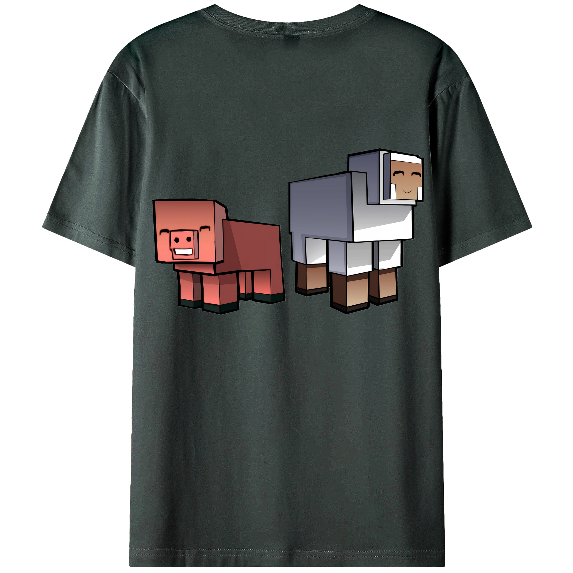 （画像用） マインクラフト ブロックの世界 Minecraft MC Block world 綿100％ メンズ半袖Tシャツ（バックプリント） 通気性